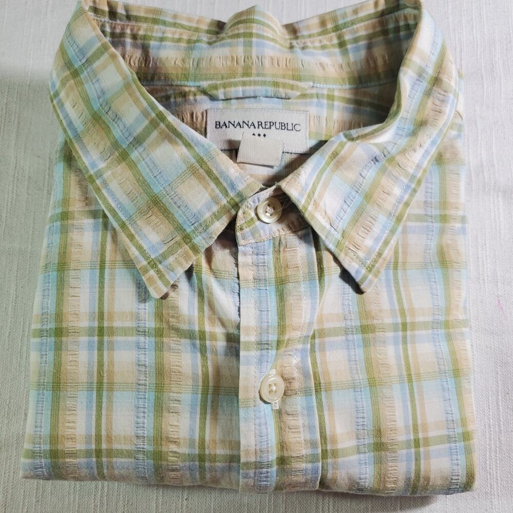 Banana Republic Men's Long Sleeve Button-Down Shirt XL Multicolor Plaid Cotton